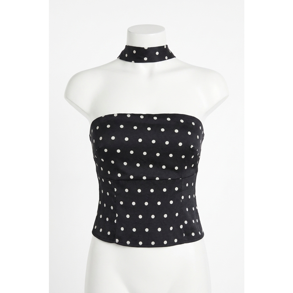 NEW LE LIS dreamy dot corset top in black